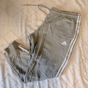 Adidas Grey Heather 3 Stripe Essentials Track Pants